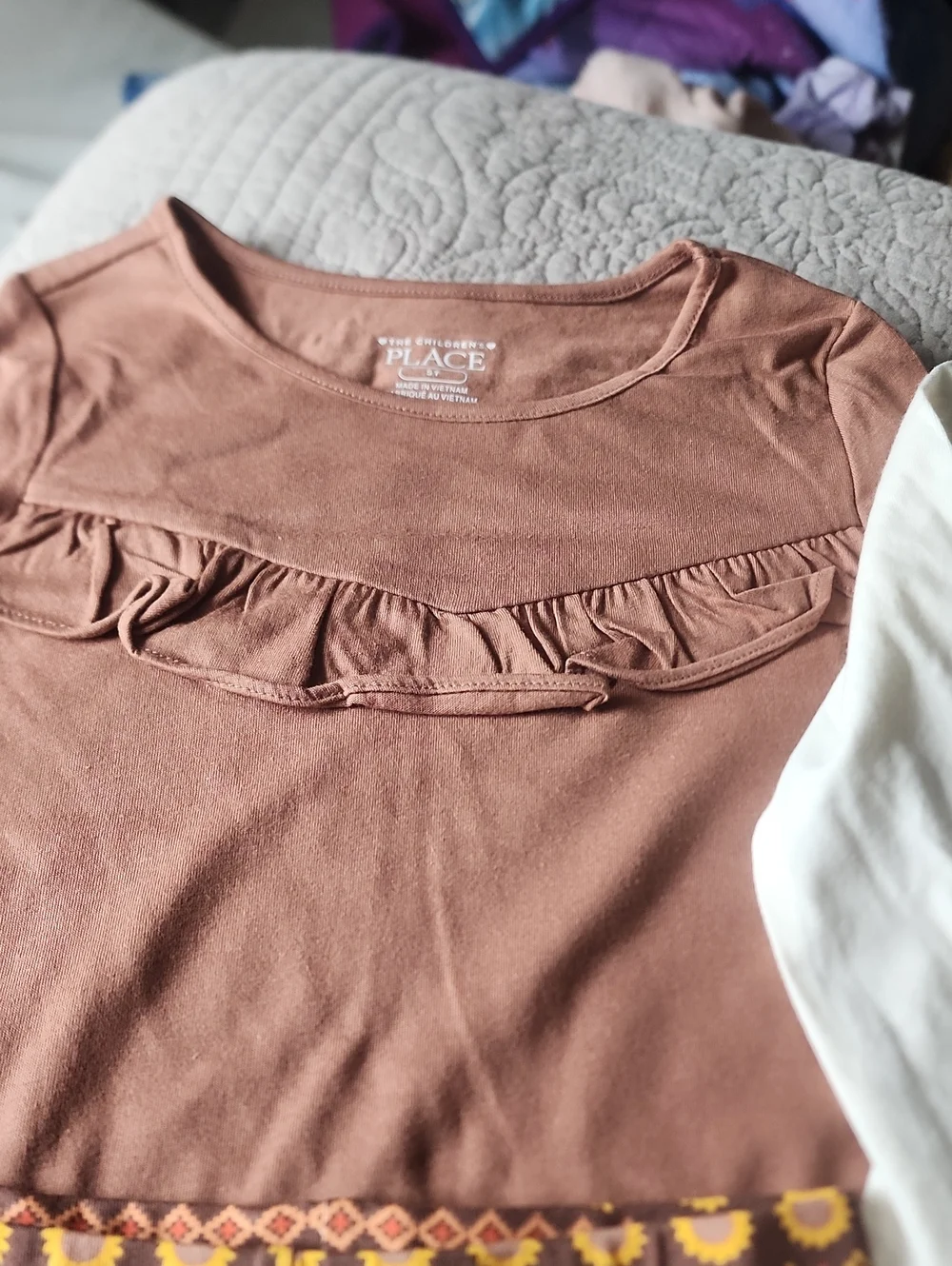 Nwt Sz 5T The Children's Place Girls' Brown Pumpkin-Print & Plaid Leggings & Tee